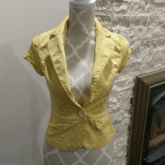 Costa Blanca Jackets & Blazers - Costa Blanca yellow polka dot blazer